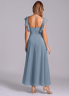 Azazie Leilani Bridesmaid Dresses Dusty Blue A-Line Ruched Chiffon Dress image2