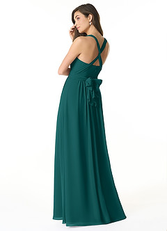 Azazie Olani Brautjungfernkleider Wandelbar A-Linie Schulterfrei Chiffon Kleid Pfau image3