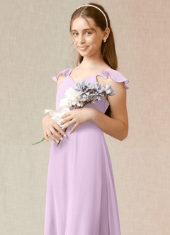 Azazie Everett Junior Vestido de Lila Esmerilada de Gasa de Corte En A image6