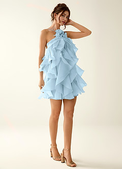 Oliamagn Shy Blue Ruffles Tulle Mini Dress image5