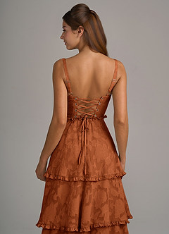 Azazie Romie Bridesmaid Dresses Burnt Orange A-Line Corset Floral Burnout Dress image6