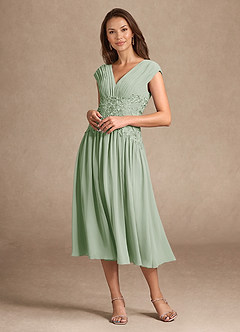 Azazie Hudson Kleider für die Brautmutter A-Linie Spitze Kleid Staubiger Salbeigrün image5