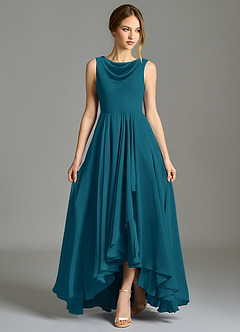 Azazie Wonderland Bridesmaid Dresses Ink Blue A-Line Pleated Chiffon Dress image4