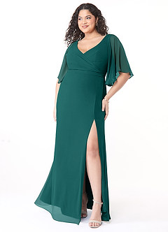Azazie Cierra Bridesmaid Dresses Peacock A-Line V-Neck Chiffon Dress image9