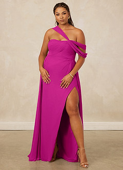 Christian Siriano Bridal for Azazie 1014 Vestidos de damas de honor Vestido de Fucsia de Gasa de Corte en A con Vestidos sin tirantes image12
