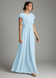 Azazie Daphne vestidos de dama de honor modestos Vestido de Corte En A Volantes Hasta el suelo Gasa image4