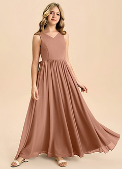 Azazie Hathaway Junior Bronzer A-Line Bow Chiffon Dress image2