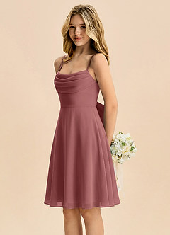 Azazie Bear Junior Amethyst A-Line Pleated Chiffon Dress image4