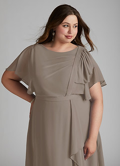 Azazie Aaliyah Modest Bridesmaid Dresses A-Line Scoop Pleated Chiffon Floor-Length Dress image11