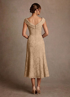 Azazie Keith 신부의 어머니 드레스 쉬스 주름진 플로럴 번아웃 티 길이 드레스 image2