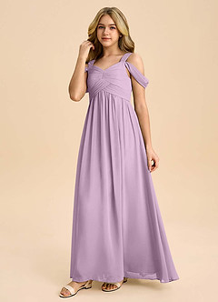 Azazie Lianne Junior Wisteria A-Line Off the Shoulder Chiffon Dress image6