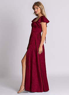 Azazie Bondi 신부 들러리 드레스 A라인 절하다 자카드 바닥 길이 드레스 image4