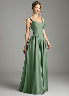 Azazie Evadina Suknie dla druhen Linia A Gorset Satyna elastyczna Do ziemi Sukienka image4