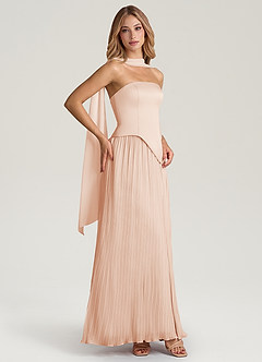 Azazie Tierney Bridesmaid Dresses English Rose A-Line Strapless Chiffon Convertible Dress image7