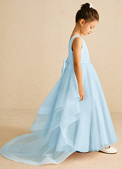 Azazie Pumpkin Flower Girl Dresses Sky Blue A-Line Convertible Tulle Dress image3