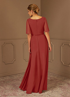Azazie Tricia Mother of the Bride Dresses Terracotta A-Line V-Neck Pleated Chiffon Dress image5