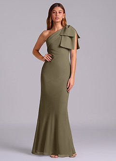 Azazie Yuanna Bridesmaid Dresses Willow Green Mermaid One Shoulder Chiffon Dress image1
