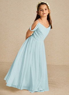 Azazie Chelle Flower Girl Dresses Mist A-Line Pleated Chiffon Dress image4