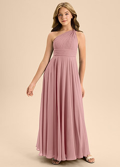 Azazie Charlize Junior Dusty Rose A-Line Pleated Chiffon Dress image3