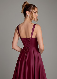 Azazie Azaria Bridesmaid Dresses Mulberry A-Line Corset Stretch Satin Dress image2