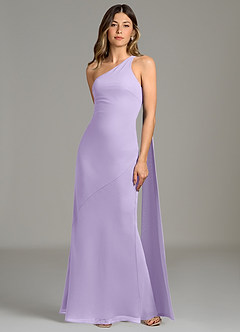 Azazie Juniper Bridesmaid Dresses Lilac Mermaid One Shoulder Chiffon Dress image4