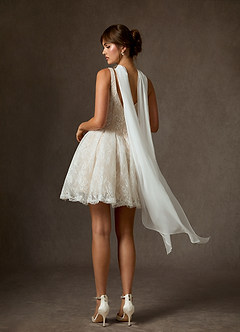 Azazie Dawn Robes de mariée Robe Trapèze en Dentelle Diamant Blanc Champagne image2