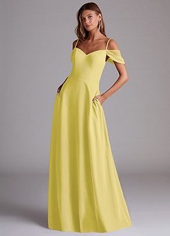 Azazie Marley Bridesmaid Dresses Canary A-Line Off the Shoulder Chiffon Convertible Dress image1