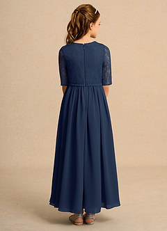 Azazie Pippin Junior Formal vestidos de niña de las flores Vestido de Azul Marino Oscuro de Encaje de Corte En A image2