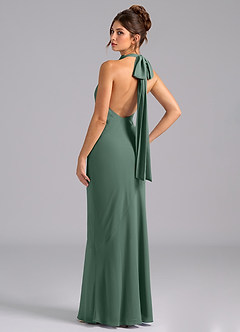 Azazie Velli Bridesmaid Dresses Sea Moss Mermaid High Neck Chiffon Dress image7
