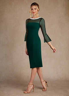 Azazie Bellevue Mother of the Bride Dresses Pine Sheath Beaded Stretch Crepe Dress image5
