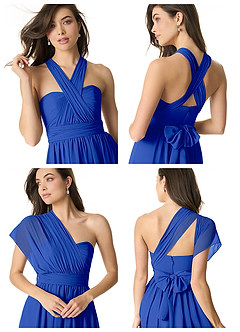 Azazie Olani Abiti da Damigella Abito Convertibile A-Line in Chiffon a Spalla Scoperta Blu Reale image8