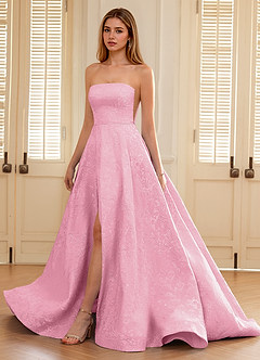 Isadorally Pink Corset Rhinestone Sheer Lace Prom Dress image4