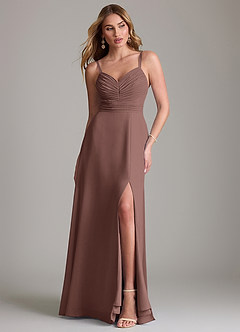 Azazie Terese Bridesmaid Dresses Espresso A-Line Pleated Chiffon Dress image1