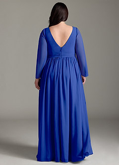 Azazie Teton Vestidos de dama de honra para maternidade Vestir Linha A Manga comprida Comprimento do chão Chiffon image8