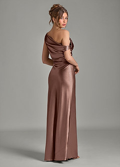 Azazie Emerson Vestidos de damas de honor Vestido de Expresado de Satén Metálico de Corte Sirena con Vestidos sin tirantes image6