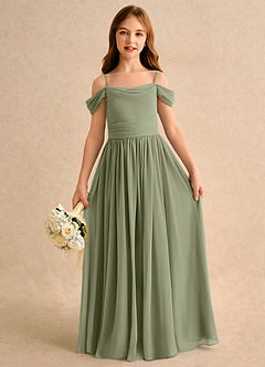 Azazie Shia Girls Formal Flower Girl Dresses Pistachio A-Line Off the Shoulder Chiffon Dress image2