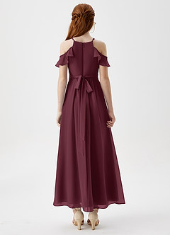 Azazie Chaya Junior Robe Trapèze en Mousseline de soie Épaule décolletée Cabernet image2