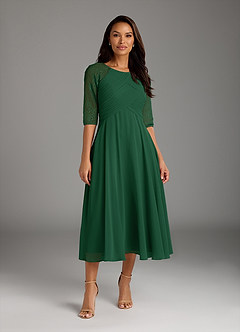 Azazie Dorothea vestidos de madre de la novia Vestido de Verde Oscuro de Gasa de Corte En A con Encaje image1