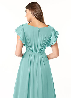 Azazie Daphne Modest Bridesmaid Dresses A-Line Ruffled Chiffon Floor-Length Dress image9
