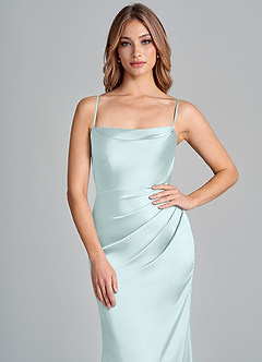 Azazie Olea Jurken voor bruidsmeisjes Converteerbaar Jurk van Stretch Satijn met Zeemeermin Strapless Zeeglas image2