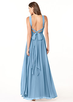 Azazie Dionne Bridesmaid Dresses Steel Blue A-Line Corset Chiffon Dress image2