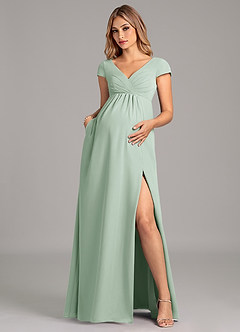 Azazie Allessia Maternity Bridesmaid Dresses A-Line Pleated Chiffon Floor-Length Dress image3