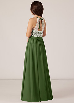 Azazie Fahari Junior Olive A-Line Lace Chiffon Dress image4