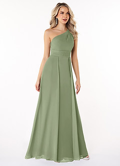 Azazie Dallas Bridesmaid Dresses Pistachio A-Line One Shoulder Chiffon Dress image3