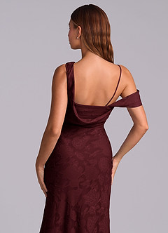 Azazie Madelyn Robes de demoiselle d'honneur Robe Sirène Convertible en Blumen-Burnout Ue épaule Cabernet image8