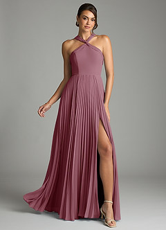 Azazie Afra Bridesmaid Dresses Vintage Mauve A-Line Pleated Chiffon Dress image1