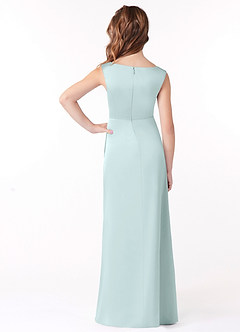 Azazie Sadia Junior Sea Glass A-Line Pleated Stretch Satin Dress image3