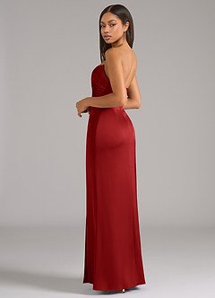 Azazie Marla Bridesmaid Dresses Pomegranate Sheath Strapless Stretch Satin Convertible Dress image5