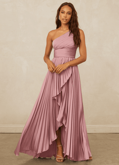 Christian Siriano Bridal for Azazie 1008 Robes de demoiselle d'honneur Robe Trapèze en Satin extensible Ue épaule Rose Poussiéreuse image5