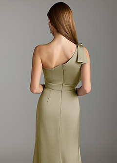 Azazie Rinna Brautjungfernkleider Meerjungfrau-Linie Gestreift Stretch-Satin Kleid Moosgrün image7